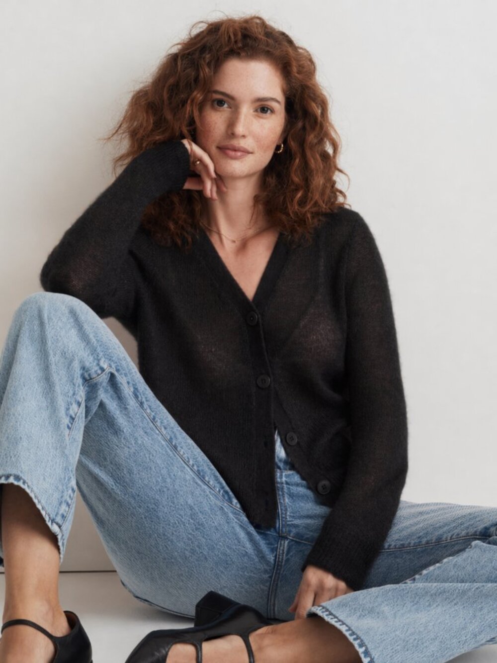 Madewell Alpaca-Blend V-Neck Cardigan True Black Small